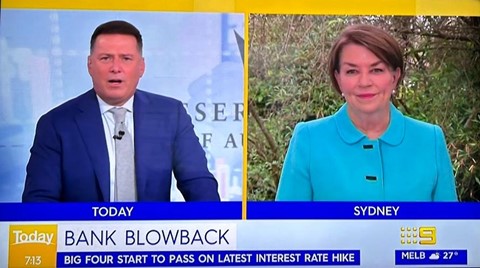 Anna Bligh interview with Karl Stefanovic, Nine Today Breakfast Show – Bank rate increases